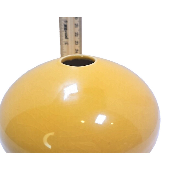 Modern Art Pottery Vases Set of 2 - Low Profile, Goldenrod Yellow, Unique Design - Picture 7 of 16